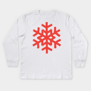 Snowflake in red Winter holidays mood Kids Long Sleeve T-Shirt